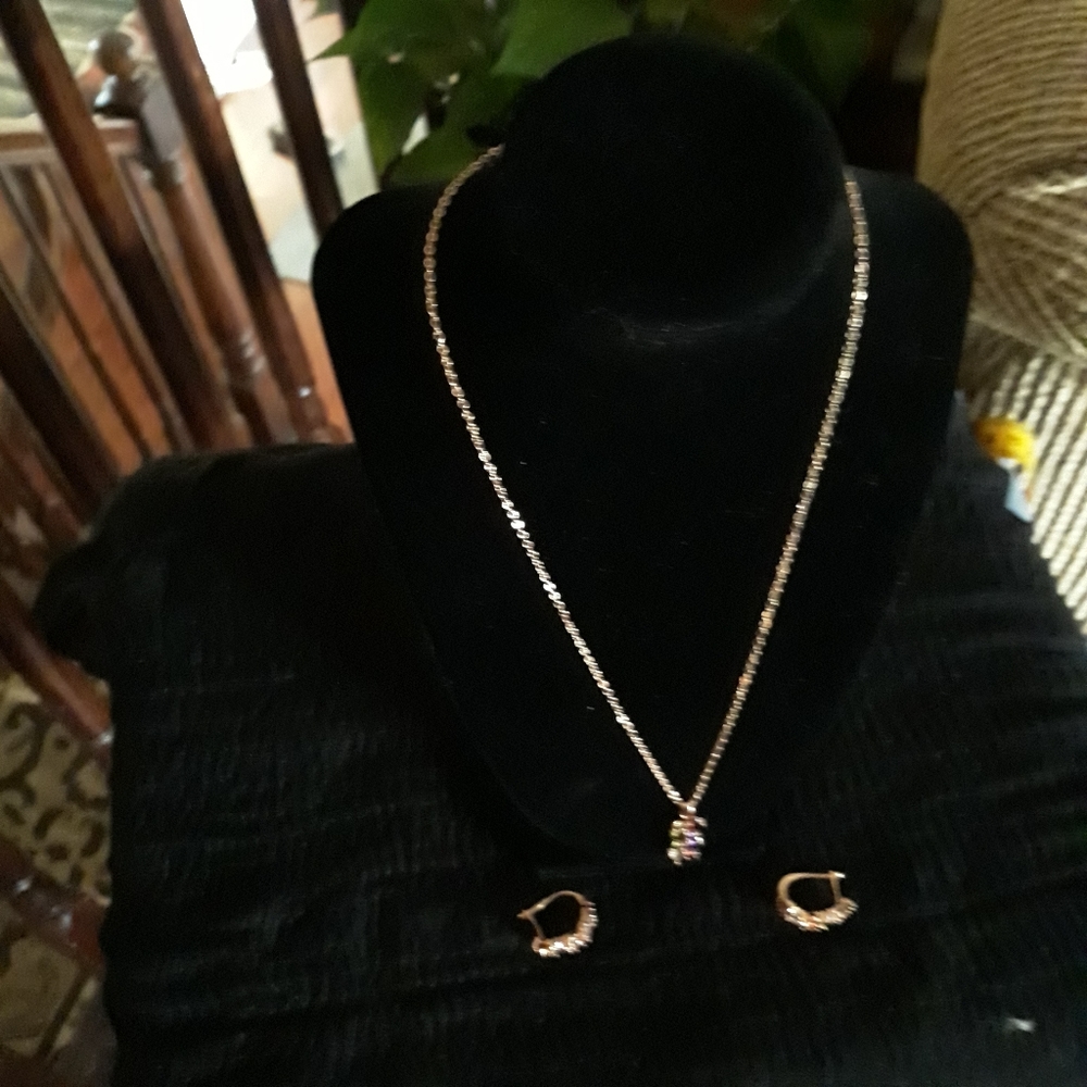 Necklace, earrings